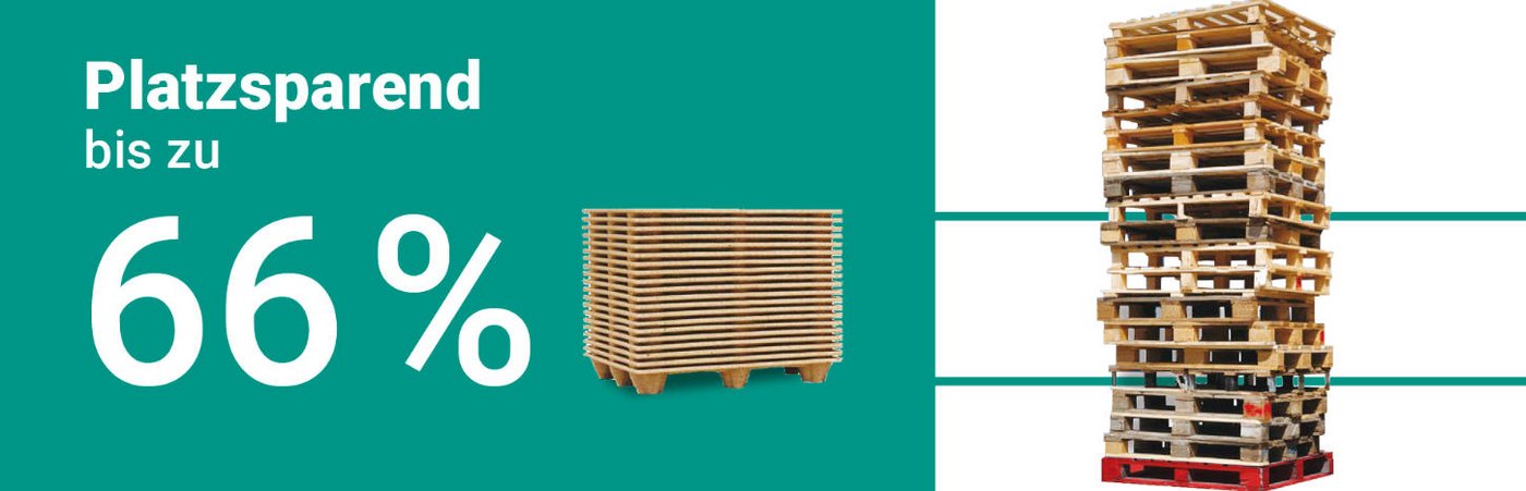 Gegenüberstellung INKA Paletten - Holzpaletten - platzsparend bis zu 66%